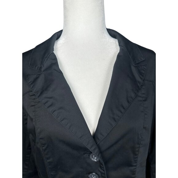 Coldwater Creek Black Blazer Jacket Size 16 Stretch Boho Whimsigoth Cottage - Picture 8 of 9